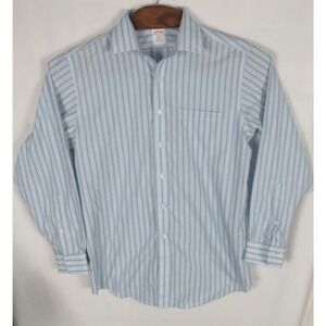 Brooks‎ Brothers 346 Mens 16.5 Cotton Blue Long Sleeve Button Down Shirt